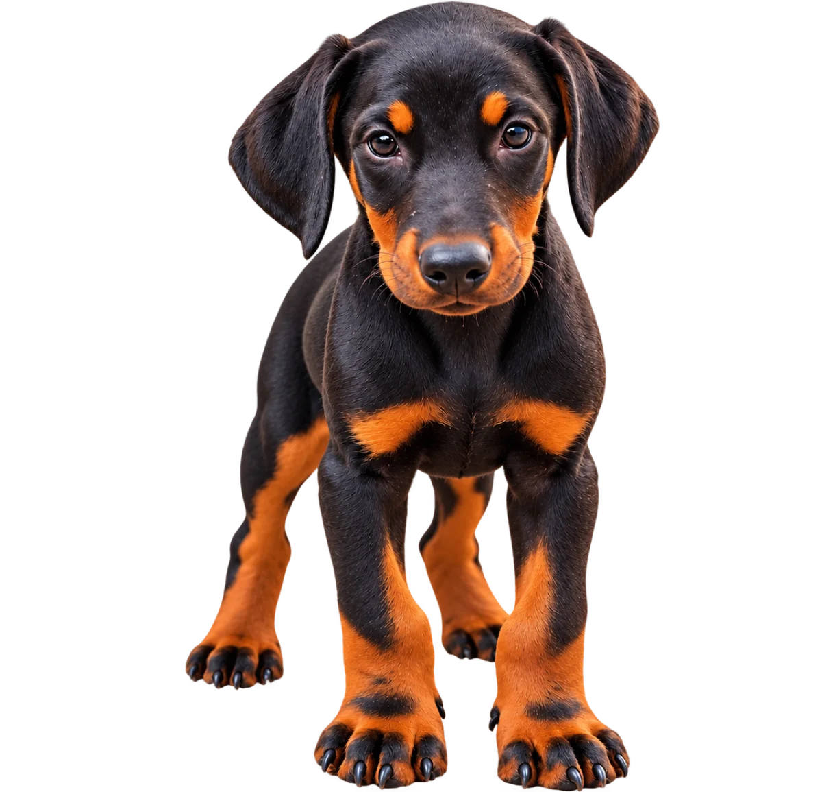 Pui Doberman — fotografie a exemplarului.