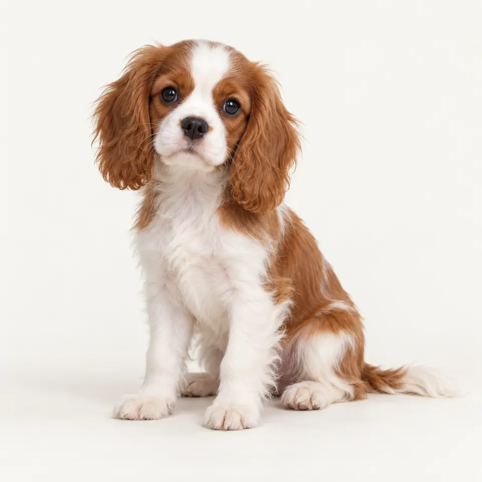 Pui Cavalier King Charles Spaniel — imagine de prezentare.