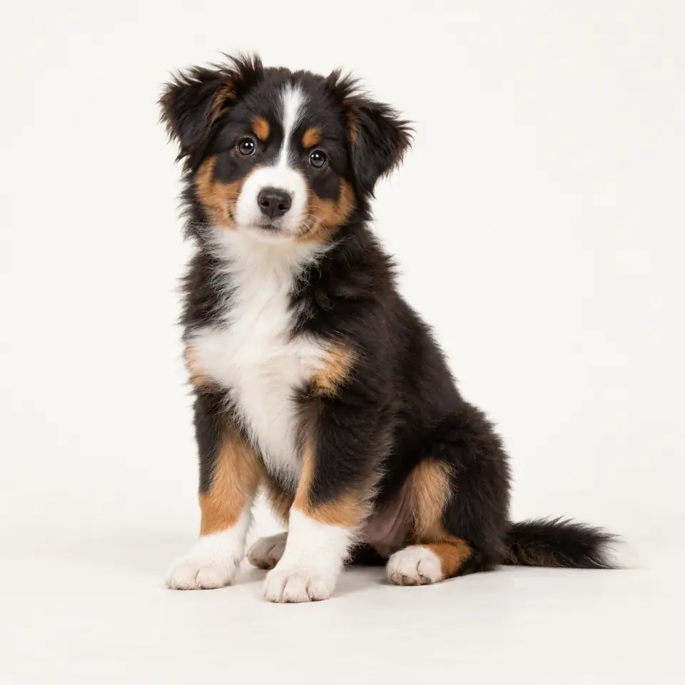 Puppy Miniature American Shepherd — presentatiebeeld.