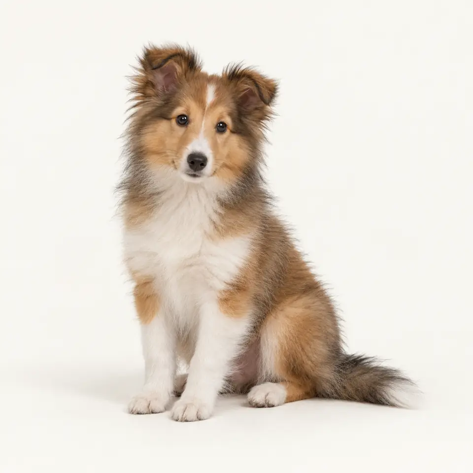 Puppy Shetland Sheepdog / Sheltie — presentatiebeeld.